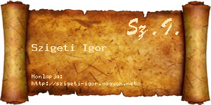 Szigeti Igor névjegykártya